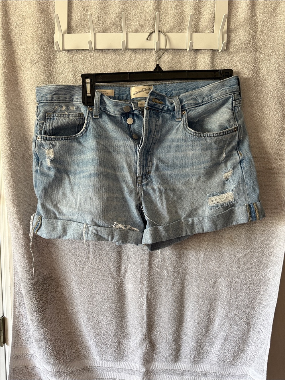 Universal Thread Light Blue Distressed Rolled Hem Jean Shorts